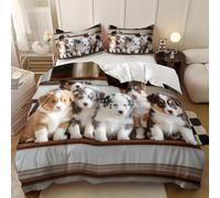 Buohwiwe Housse de Couette 140x200 Enfant Chiot Mignon Parure de lit Animaux de Compagnie Imprimé 3D Réversible Set de Housse Couette 1 Personne Microfibre Doux avec Taies d'oreiller a.2879