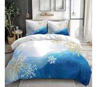 Buohwiwe Housse de Couette 140x200 Enfant Flocon de Neige Parure de lit Aquarelle Bleu Imprimé 3D Réversible Set de Housse Couette 1 Personne Microfibre Doux avec Taies d'oreiller a.2893