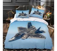 Buohwiwe Housse de Couette 200x200 Enfant Avion Parure de lit Combattant Imprimé 3D Réversible Set de Housse Couette 2 Personnes Microfibre Doux avec Taies d'oreiller a.2929