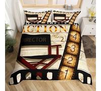 Buohwiwe Housse de Couette 200x200 Enfant Cinéma Parure de lit Film Rétro Imprimé 3D Réversible Set de Housse Couette 2 Personnes Microfibre Doux avec Taies d'oreiller a.8634