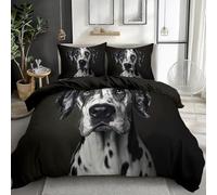 Buohwiwe Housse de Couette 200x200 Enfant Dalmatien Parure de lit Chien Mignon Imprimé 3D Réversible Set de Housse Couette 2 Personnes Microfibre Doux avec Taies d'oreiller a/5183