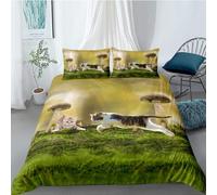 Buohwiwe Housse de Couette 240 x 260 Chat Parure de lit Chat Mignon Imprimé 3D Adulte Réversible Set de Housse Couette 2 Personnes Microfibre Doux avec Taies d'oreiller a/5129