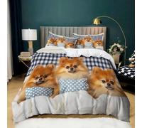 Buohwiwe Housse de Couette 240x280 Animaux de Chien Parure de lit Chiot pour Animaux de Compagnie Imprimé 3D Adulte Réversible Set de Housse Couette 2 Personnes Microfibre Doux a.3590