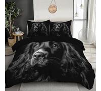 Buohwiwe Housse de Couette 240x280 Noir Parure de lit Animaux de Chien Imprimé 3D Adulte Réversible Set de Housse Couette 2 Personnes Microfibre Doux avec Taies d'oreiller a.3044