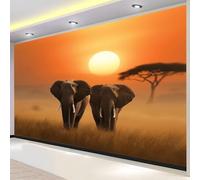 Buohwiwe Papier Peint Panoramique Animaux D'afrique Mural 150x105 cm 3D Papier Peint Intisse La Faune de L'afrique Fresque Murale Chambre Coucher Salon Décoration Photo Poster Geant Murale w.1775