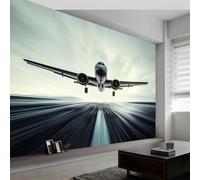 Buohwiwe Papier Peint Panoramique Avion Mural 250x175 cm 3D Papier Peint Intisse Avion Fresque Murale Chambre Coucher Salon Décoration Photo Poster Geant Murale q.6878