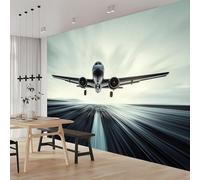 Buohwiwe Papier Peint Panoramique Avion Mural 350x256 cm 3D Papier Peint Intisse Avion Fresque Murale Chambre Coucher Salon Décoration Photo Poster Geant Murale w.699