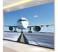 Buohwiwe Papier Peint Panoramique Avion Mural 400x280 cm 3D Papier Peint Intisse Avion de Passagers Fresque Murale Chambre Coucher Salon Décoration Photo Poster Geant Murale w.43