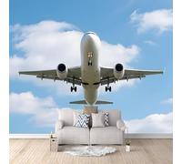 Buohwiwe Papier Peint Panoramique Avion Mural 430x300 cm 3D Papier Peint Intisse Avion de Passagers Fresque Murale Chambre Coucher Salon Décoration Photo Poster Geant Murale w.377