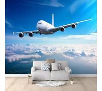 Buohwiwe Papier Peint Panoramique Avion Mural 430x300 cm 3D Papier Peint Intisse Avion Fresque Murale Chambre Coucher Salon Décoration Photo Poster Geant Murale w.2593