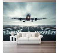 Buohwiwe Papier Peint Panoramique Avion Mural 430x300 cm 3D Papier Peint Intisse Avion Fresque Murale Chambre Coucher Salon Décoration Photo Poster Geant Murale q.5233
