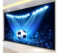 Buohwiwe Papier Peint Panoramique Ballon de Football Bleu Mural 350x256 cm 3D Papier Peint Intisse Sports de Balle Fresque Murale Chambre Coucher Salon Décoration Photo Poster Geant Murale w.168