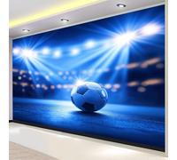 Buohwiwe Papier Peint Panoramique Ballon de Football Bleu Mural 350x256 cm 3D Papier Peint Intisse Sport de Football Fresque Murale Chambre Coucher Salon Décoration Photo Poster Geant Murale w.231