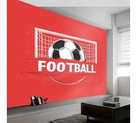 Buohwiwe Papier Peint Panoramique Ballon de Football Rouge Mural 450x315 cm 3D Papier Peint Intisse Sports de Balle Fresque Murale Chambre Coucher Salon Décoration Photo Poster Geant Murale q.4856