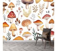 Buohwiwe Papier Peint Panoramique Champignons Plantes Mural 450x315 cm 3D Papier Peint Intisse Champignons Fresque Murale Chambre Coucher Salon Décoration Photo Poster Geant Murale q.6675