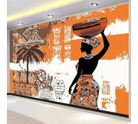Buohwiwe Papier Peint Panoramique Femme Africaine Mural 300x210 cm 3D Papier Peint Intisse Tribu D'afrique Fresque Murale Chambre Coucher Salon Décoration Photo Poster Geant Murale w.140
