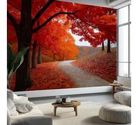 Buohwiwe Papier Peint Panoramique Feuilles D'Érable D'automne Mural 250x175 cm 3D Papier Peint Intisse Paysage Naturel Fresque Murale Chambre Coucher Salon Décoration Photo Poster Geant Murale w.625