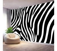 Buohwiwe Papier Peint Panoramique Imprimé Zèbre Mural 250x175 cm 3D Papier Peint Intisse Texture Zèbre Fresque Murale Chambre Coucher Salon Décoration Photo Poster Geant Murale w.4273
