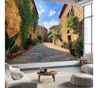 Buohwiwe Papier Peint Panoramique Jardin de Campagne Mural 250x175 cm 3D Papier Peint Intisse Ville D'italie Fresque Murale Chambre Coucher Salon Décoration Photo Poster Geant Murale w.1579