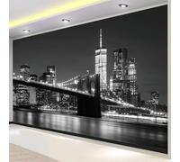 Buohwiwe Papier Peint Panoramique La Ville de New York Mural 150x105 cm 3D Papier Peint Intisse Vue de Nuit de New York Fresque Murale Chambre Coucher Salon Décoration Photo Poster Geant Murale w.29