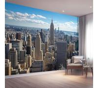 Buohwiwe Papier Peint Panoramique la Ville de New York Mural 200x140 cm 3D Papier Peint Intisse New York Moderne Fresque Murale Chambre Coucher Salon Décoration Photo Poster Geant Murale w.2759