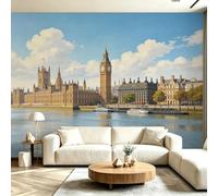 Buohwiwe Papier Peint Panoramique Londres Mural 430x300 cm 3D Papier Peint Intisse Architecture Britannique Fresque Murale Chambre Coucher Salon Décoration Photo Poster Geant Murale M.53