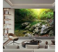 Buohwiwe Papier Peint Panoramique Nature Mural 350x256 cm 3D Papier Peint Intisse Paysage Forestier Fresque Murale Chambre Coucher Salon Décoration Photo Poster Geant Murale q.4376