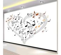 Buohwiwe Papier Peint Panoramique Notes de Musique Mural 430x300 cm 3D Papier Peint Intisse Motif de Musique Blanche Fresque Murale Chambre Coucher Salon Décoration Photo Poster Geant Murale q.8685