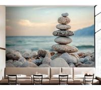Buohwiwe Papier Peint Panoramique Océan Pierres Mural 400x280 cm 3D Papier Peint Intisse Pierre Océanique Fresque Murale Chambre Coucher Salon Décoration Photo Poster Geant Murale q.5349