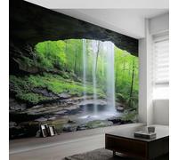 Buohwiwe Papier Peint Panoramique Paysage de Cascade Mural 300x210 cm 3D Papier Peint Intisse Grotte Fresque Murale Chambre Coucher Salon Décoration Photo Poster Geant Murale w.1940