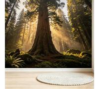 Buohwiwe Papier Peint Panoramique Paysage de Jungle Mural 350x256 cm | 3D Papier Peint Intisse Bois de Vent Naturels Fresque Murale Chambre Coucher Salon Décoration Photo Poster Geant Murale