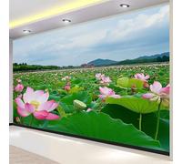 Buohwiwe Papier Peint Panoramique Paysage Estival Mural 200x140 cm 3D Papier Peint Intisse Lotus D'Été Fresque Murale Chambre Coucher Salon Décoration Photo Poster Geant Murale q.6120
