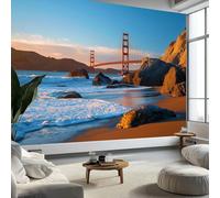 Buohwiwe Papier Peint Panoramique Pont du Golden Gate Mural 400x280 cm 3D Papier Peint Intisse Pont du Golden Gate Fresque Murale Chambre Coucher Salon Décoration Photo Poster Geant Murale w.124