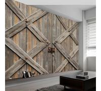 Buohwiwe Papier Peint Panoramique Porte en Bois Rétro Mural 450x315 cm 3D Papier Peint Intisse Porte en Bois Fresque Murale Chambre Coucher Salon Décoration Photo Poster Geant Murale w.6375