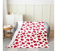 Buohwiwe Plaid Couverture Polaire 130x150 Coeur Rouge 3D Couverture Romantique Flanelle en Microfibre lit Jeté de Canapé Couvertures et Plaids Grand Chaud et Doux en Peluche Y2515