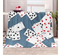 Buohwiwe Plaid Couverture Polaire 130x150 Jouer Aux Cartes 3D Couverture Modèle Flanelle en Microfibre lit Jeté de Canapé Couvertures et Plaids Grand Chaud et Doux en Peluche Y5763
