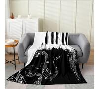 Buohwiwe Plaid Couverture Polaire 180x220 Musique 3D Couverture Notes de Musique Piano Flanelle en Microfibre lit Jeté de Canapé Couvertures et Plaids Grand Chaud et Doux en Peluche Y5871