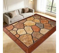Buohwiwe Tapis de Salon 140x200 cm, Ardoise Doux Poils Courts | Antidérapante TPE, Super Doux, Motif Briques en Pierre, Ne Se Décolore, Lavable, Adulte Enfant Tapis Chambre