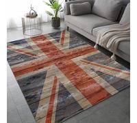 Buohwiwe Tapis Entree Interieur Drapeau Britannique 60x90cm Petit Tapis Union Jack Antidérapant Lavable Doux Poils Courts 3D Style Industriel Paillasson pour Chambre, Entrée, Porte et Couloir a/622