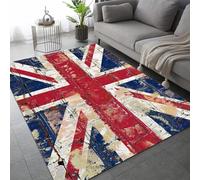 Buohwiwe Tapis Entree Interieur Drapeau Britannique 90x120cm Salon Chambre Tapis Union Jack Antidérapant Lavable Doux Poils Courts 3D Style Industriel Paillasson pour Entrée, Porte et Couloir a/884
