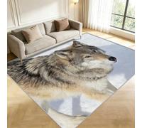 Buohwiwe Tapis Entree Interieur Loup 60x90cm Petit Tapis Animaux Antidérapant Lavable Doux Poils Courts Decoration 3D Loup Paillasson pour Chambre, Entrée, Porte et Couloir a/1018