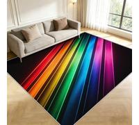 Buohwiwe Tapis Entree Interieur Rayures Colorées 60x90cm Petit Tapis Rayures Antidérapant Lavable Doux Poils Courts Decoration 3D Résumé Paillasson pour Chambre, Entrée, Porte et Couloir a/1765