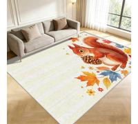Buohwiwe Tapis Salon 200x300cm écureuil Imprimé, Lavable en Machine | Grand Tapis de Chambre Feuilles D'érable D'automne, Antidérapant, Poil Court et Ne Se Décolore, Interieur, Salle à Manger