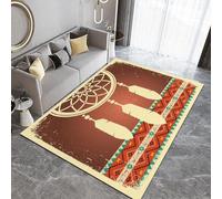Buohwiwe Tapis Salon Bohème 140x200cm Chambre Tapis Attrape-Rêves Antidérapant Lavable Doux Poils Courts Decoration 3D Ethnique Paillasson Interieur pour Salle à Manger Cuisine a/186