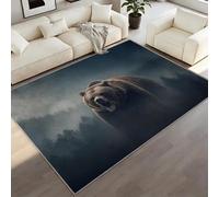 Buohwiwe Tapis Salon Ours 140x200cm Chambre Tapis Animal Sauvage Antidérapant Lavable Doux Poils Courts Decoration 3D Thème Pays Paillasson Interieur pour Salle à Manger Cuisine a/537