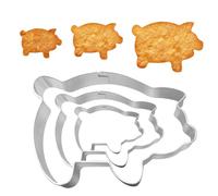 BUOKSLLY Lot de 3 emporte-pièces en forme de cochon - 8,5 cm/6,5 cm/5 cm - En forme d'animaux, cochon - Pour fondant d'animaux, biscuits, chocolat, pain et plus encore