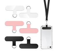 BUOKSLLY Lot de 6 patchs de cordon pour téléphone portable - Sans colle - Support universel - Multifonctionnel pour la plupart des coques de téléphone portable (transparent, noir, rose)