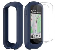 Buoluoioir Coque en Silicone + 2 Films pour Garmin Edge Explore 2, Film de Protection Écran en Verre Flexible Haute Transparence Accessoire Compteur GPS Vélo pour Garmin Edge Explore 2, Saphir