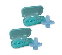 Buon Bambini SoftSip Pochette alimentaire + étui de voyage | Sevrage LED pour bébé | Valve sans désordre sans déversement, 100 % silicone, sans BPA | 2 ensembles de SoftSip bleu aqua + étui de voyage