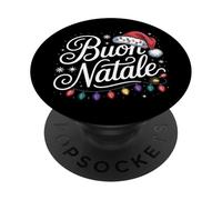 BUON Natale Chapeau de Père Noël Motif Famille Italienne Rouge PopSockets PopGrip Adhésif